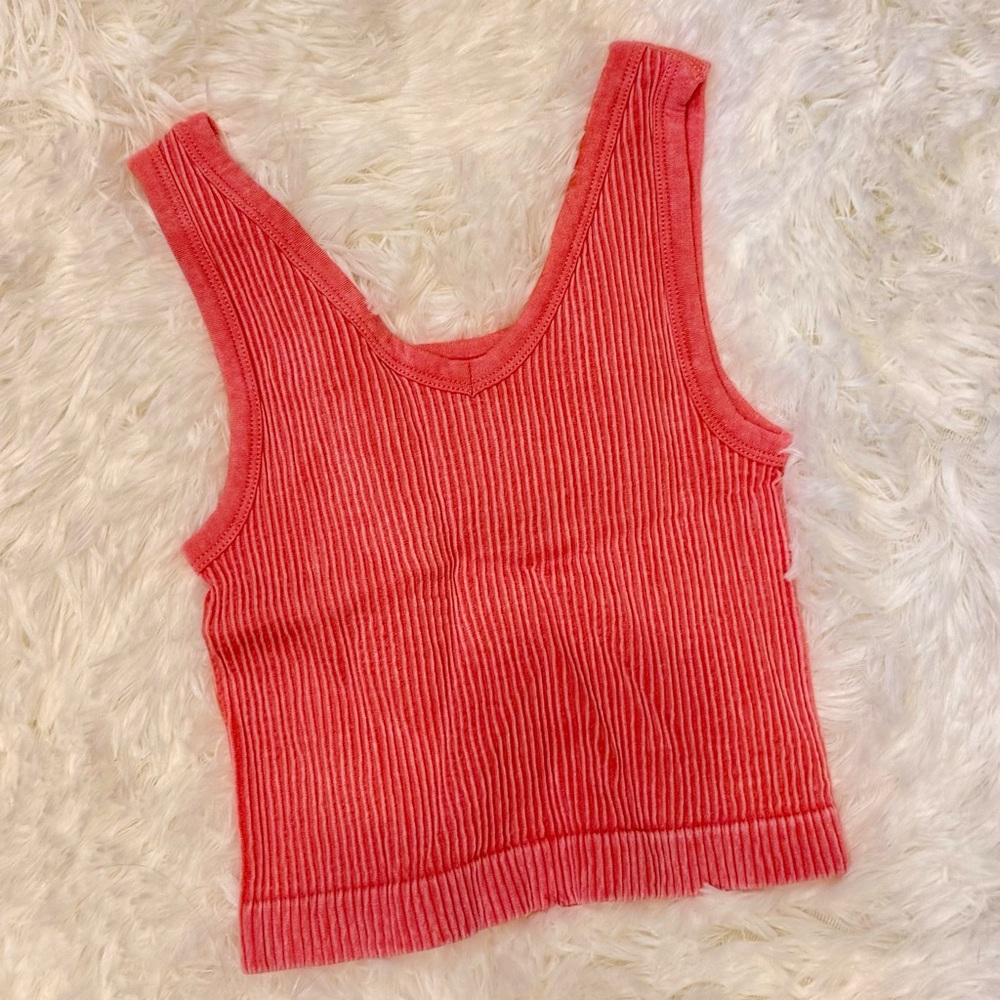 art class Ribbed Coral-Pink V-Neck Tank